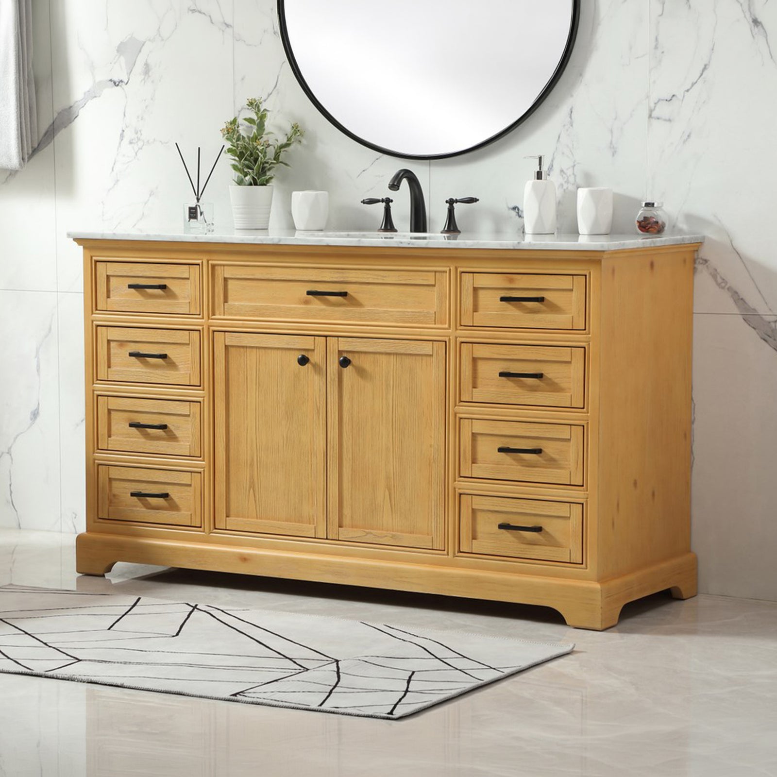 60 Inch Single Bathroom Vanity In Natural Wood Natural Wood Finish - KITCHEN & BATH by Joshua Marshal