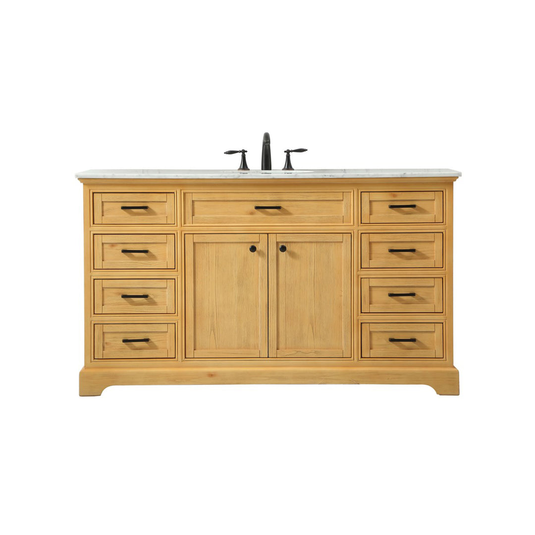 60 Inch Single Bathroom Vanity In Natural Wood - View 3 - Joshua Marshal