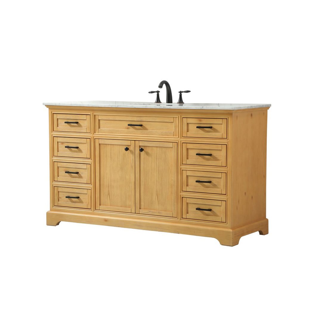 60 Inch Single Bathroom Vanity In Natural Wood - View 4 - Joshua Marshal