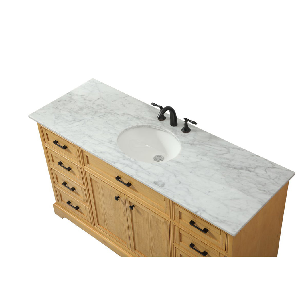 60 Inch Single Bathroom Vanity In Natural Wood - View 6 - Joshua Marshal