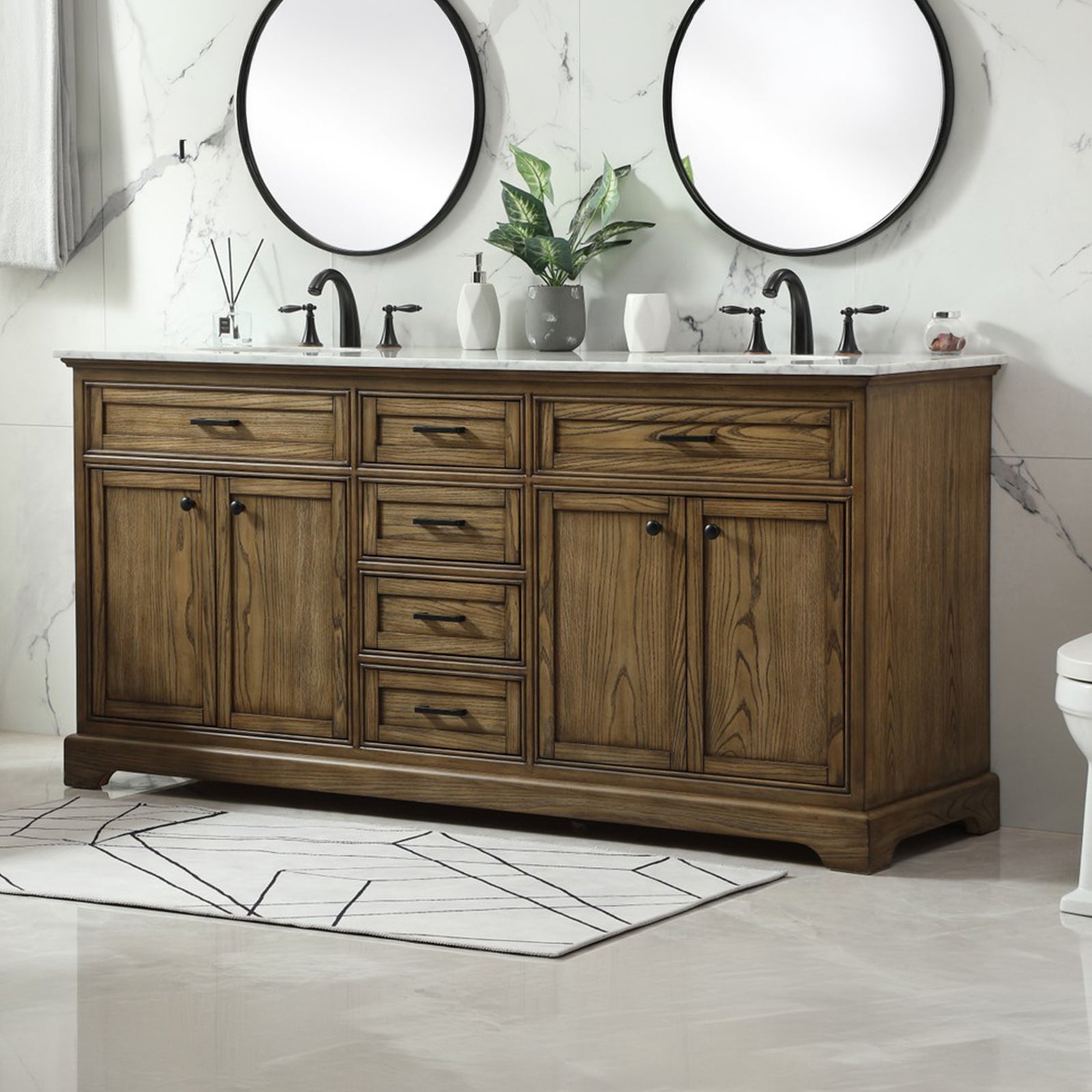 72 Inch Double Bathroom Vanity In Driftwood Driftwood Finish - KITCHEN & BATH by Joshua Marshal