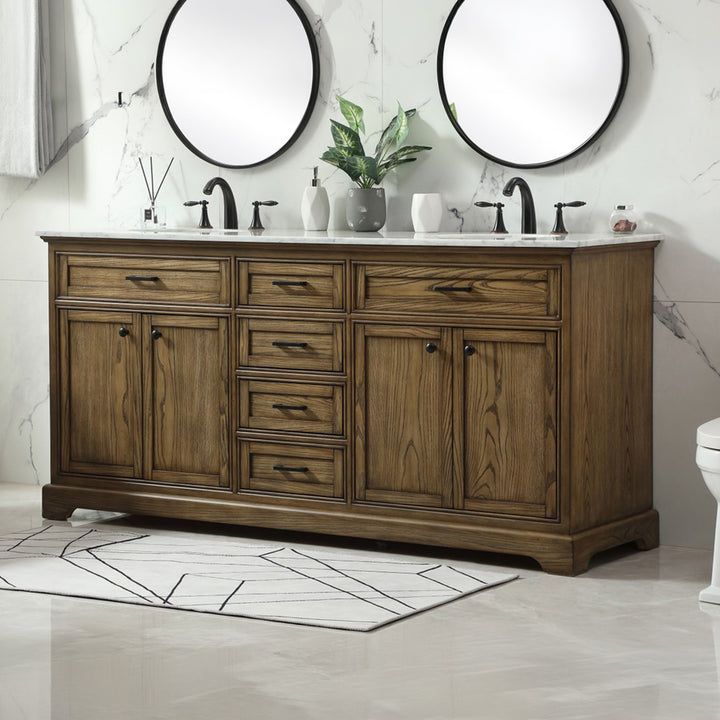 72 Inch Double Bathroom Vanity In Driftwood Driftwood Finish - KITCHEN & BATH by Joshua Marshal