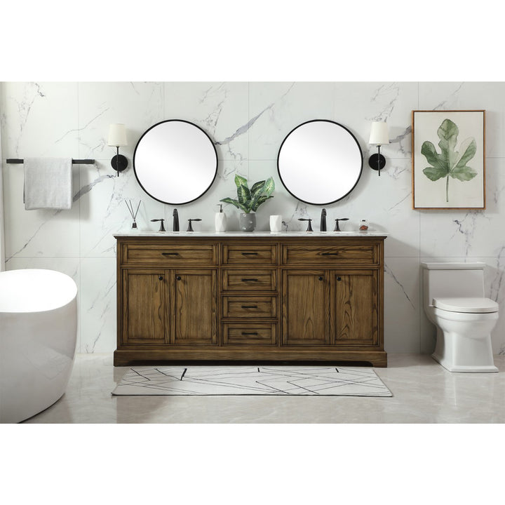72 Inch Double Bathroom Vanity In Driftwood - View 2 - Joshua Marshal