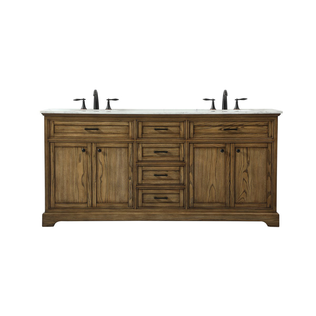 72 Inch Double Bathroom Vanity In Driftwood - View 3 - Joshua Marshal
