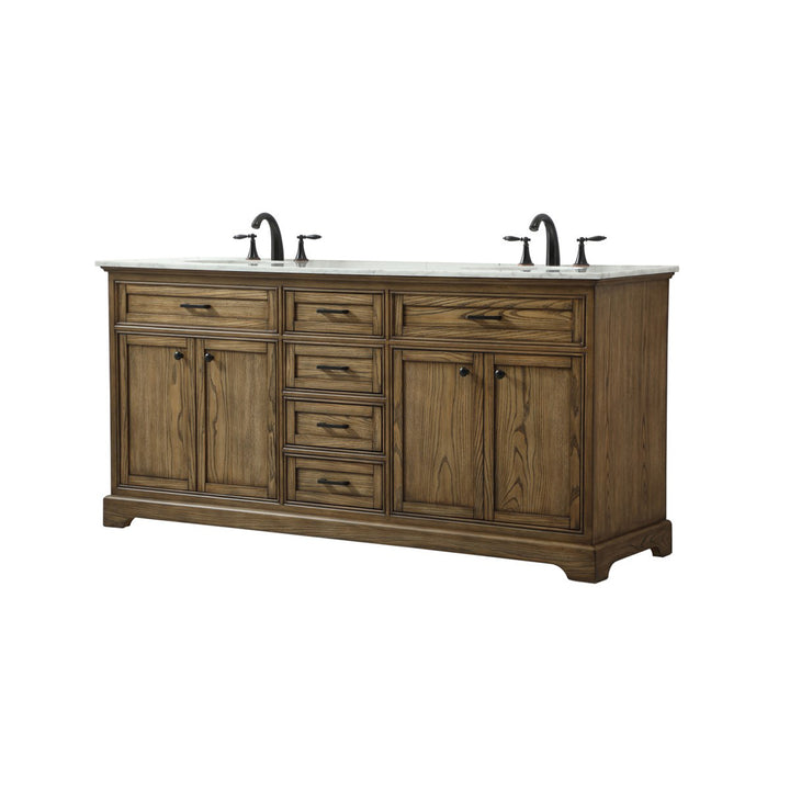 72 Inch Double Bathroom Vanity In Driftwood - View 4 - Joshua Marshal