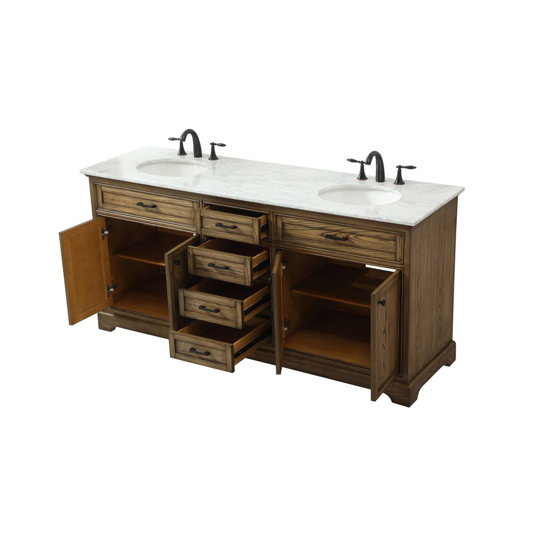 72 Inch Double Bathroom Vanity In Driftwood - View 6 - Joshua Marshal