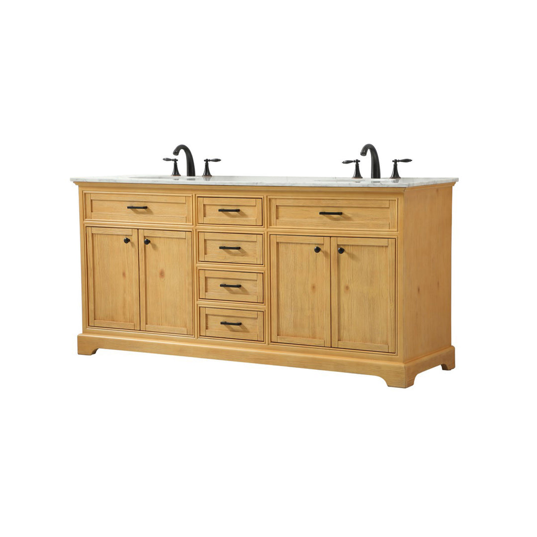 72 Inch Double Bathroom Vanity In Natural Wood - View 4 - Joshua Marshal