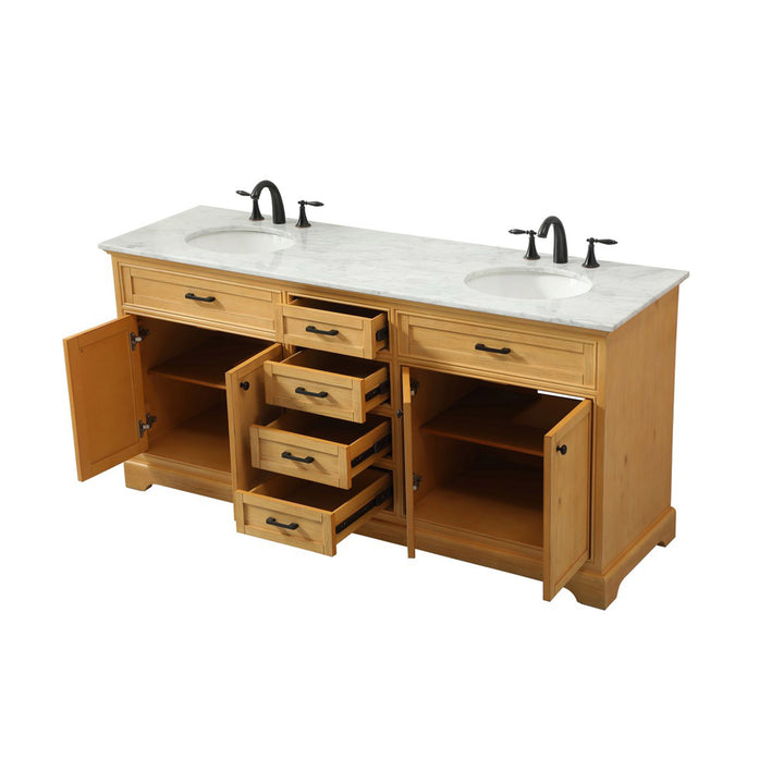 72 Inch Double Bathroom Vanity In Natural Wood - View 5 - Joshua Marshal