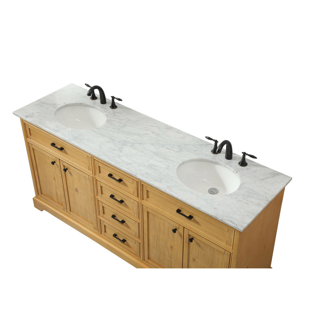 72 Inch Double Bathroom Vanity In Natural Wood - View 6 - Joshua Marshal