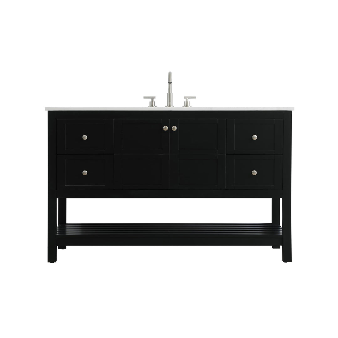 54 Inch Single Bathroom Vanity In Black - View 3 - Joshua Marshal