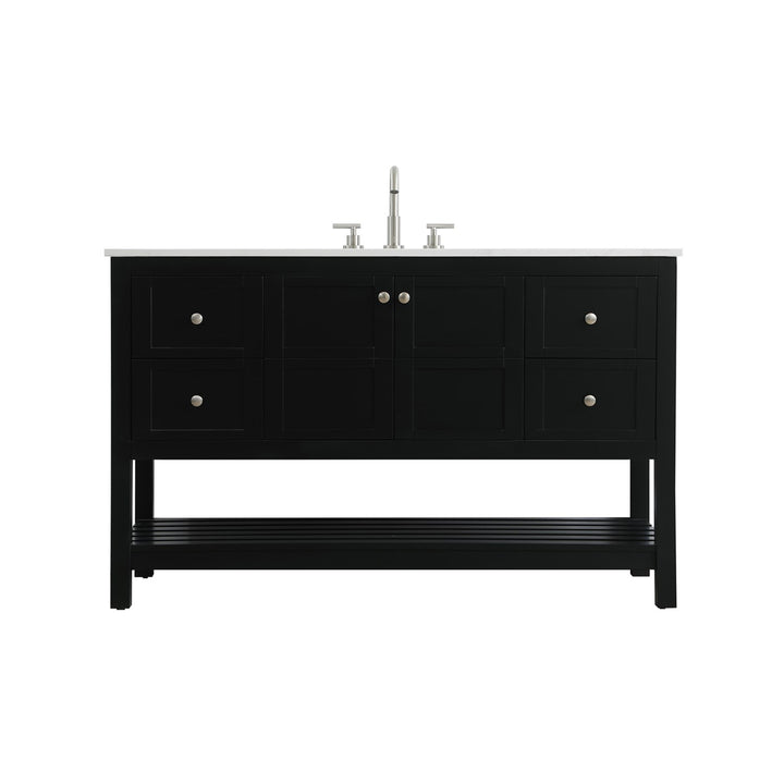 54 Inch Single Bathroom Vanity In Black - View 3 - Joshua Marshal