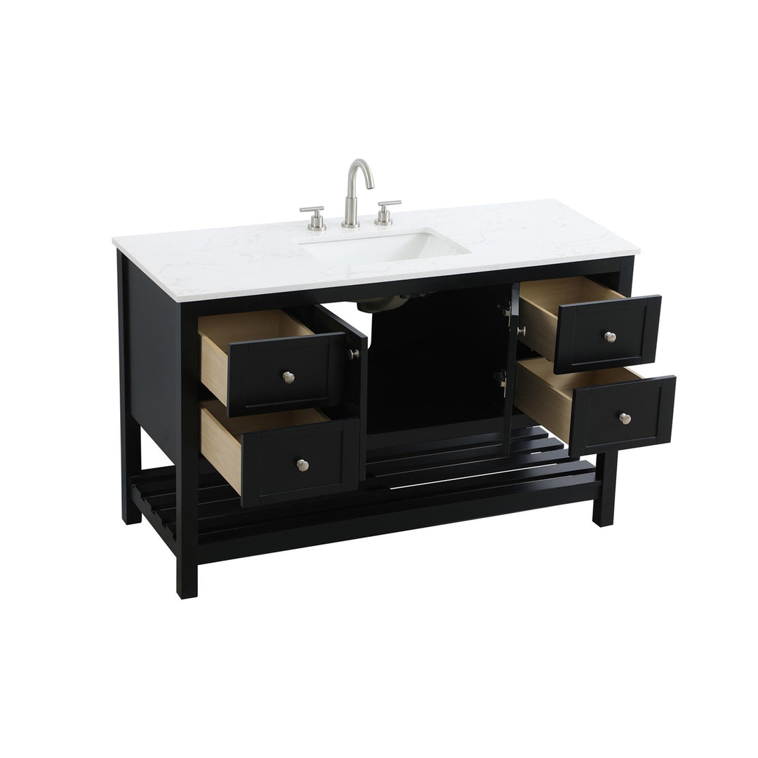 54 Inch Single Bathroom Vanity In Black - View 4 - Joshua Marshal