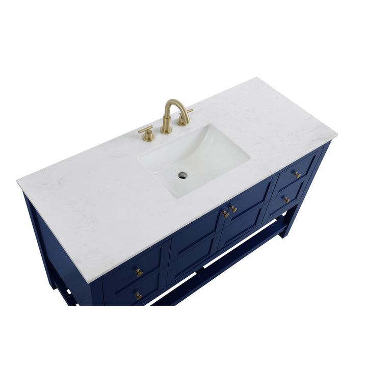 54 Inch Single Bathroom Vanity In Blue - View 5 - Joshua Marshal