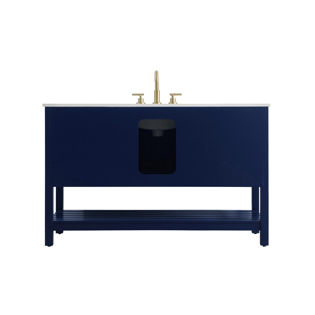 54 Inch Single Bathroom Vanity In Blue - View 6 - Joshua Marshal