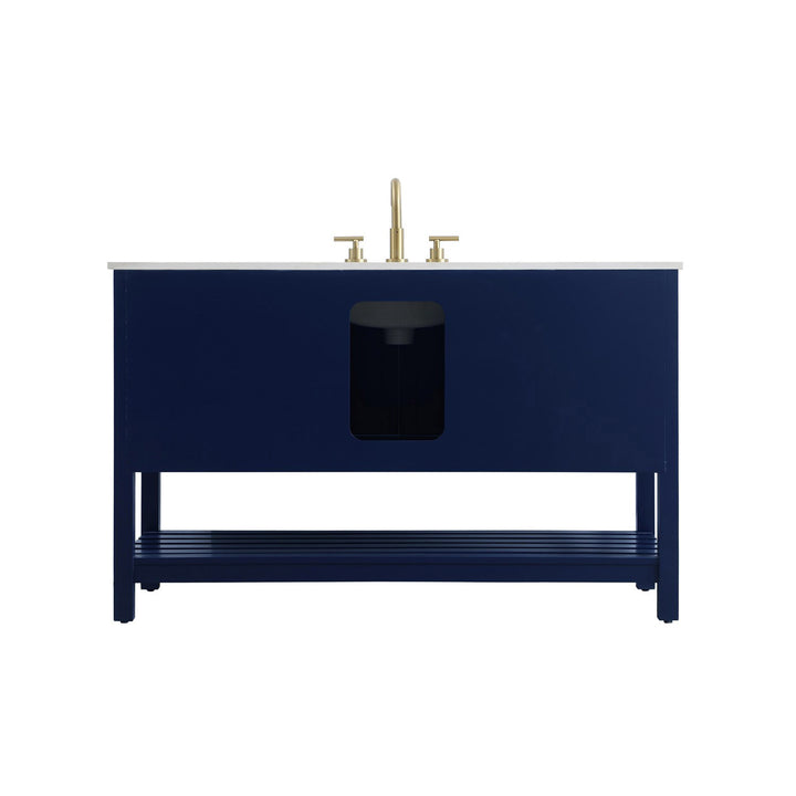 54 Inch Single Bathroom Vanity In Blue - View 6 - Joshua Marshal