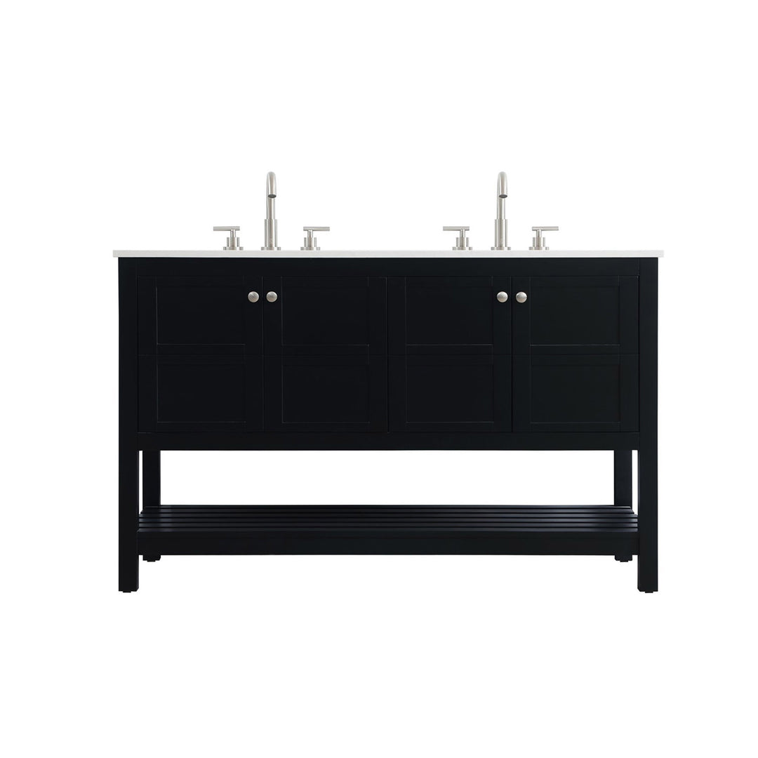54 Inch Double Bathroom Vanity In Black - View 3 - Joshua Marshal