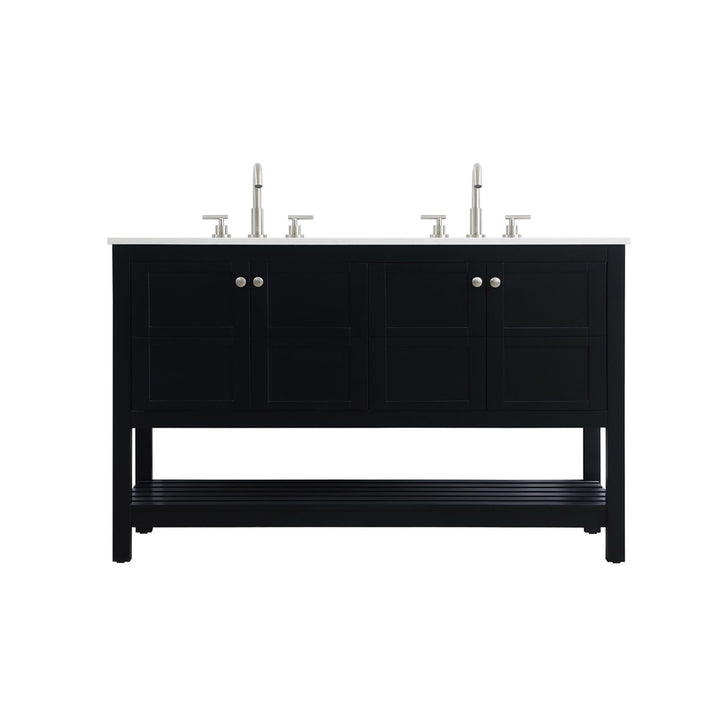 54 Inch Double Bathroom Vanity In Black - View 3 - Joshua Marshal