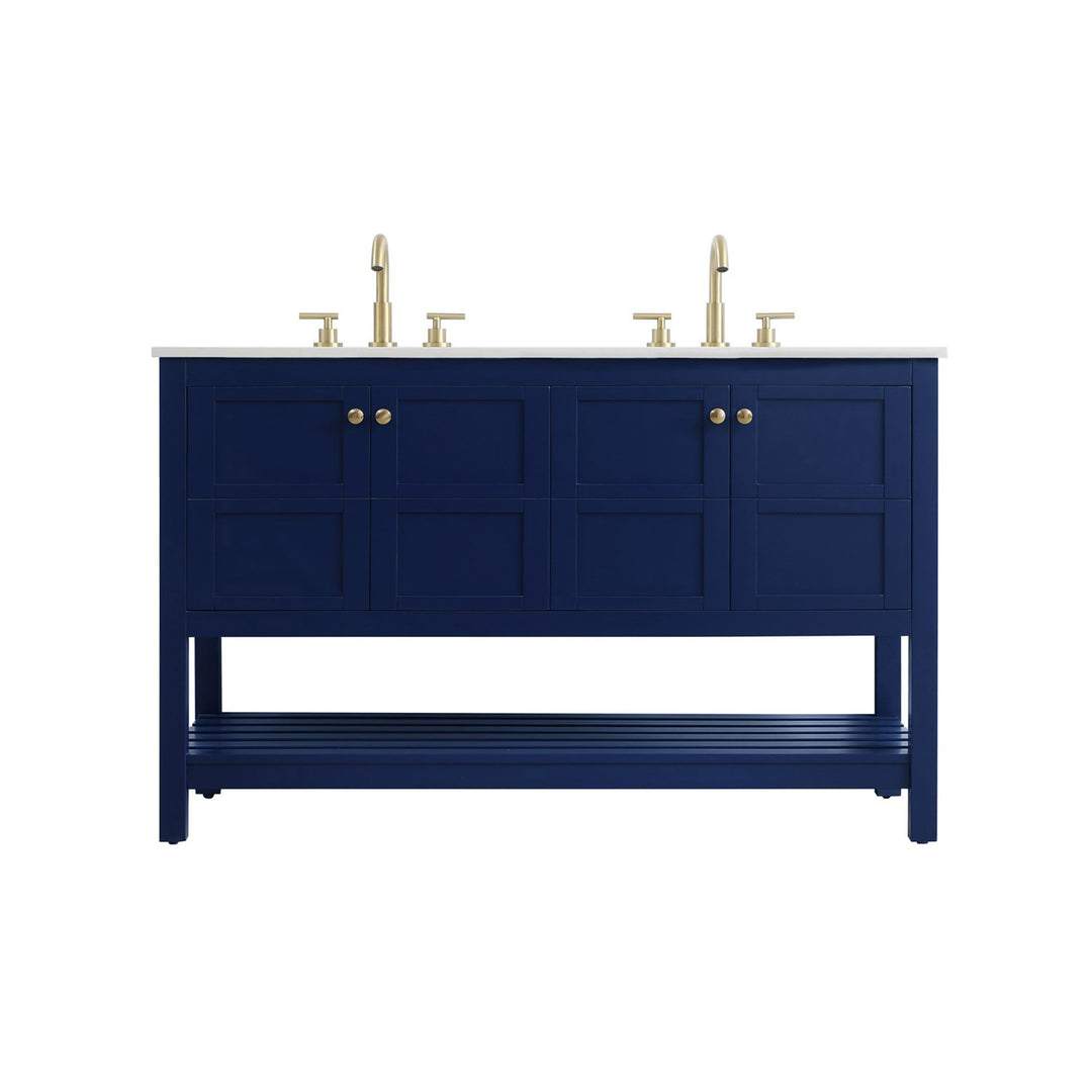 54 Inch Double Bathroom Vanity In Blue - View 3 - Joshua Marshal