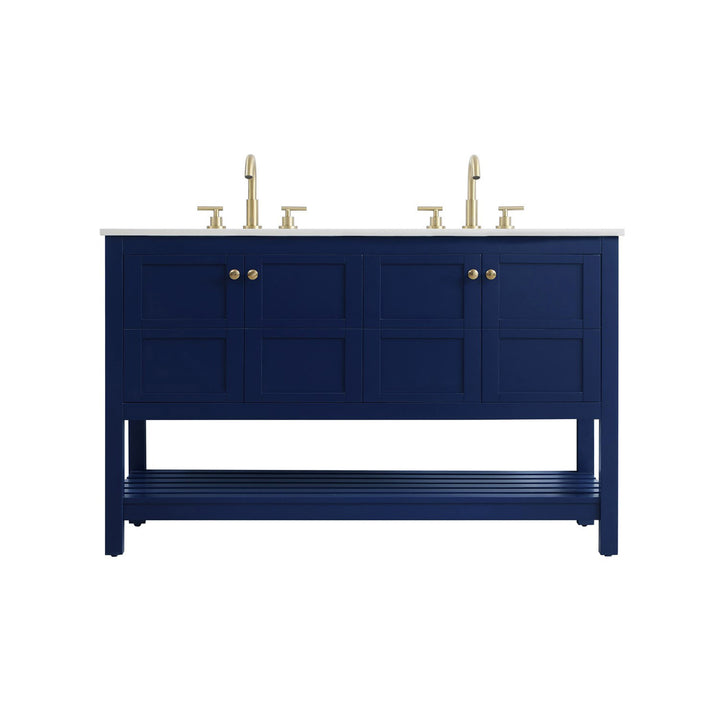 54 Inch Double Bathroom Vanity In Blue - View 3 - Joshua Marshal