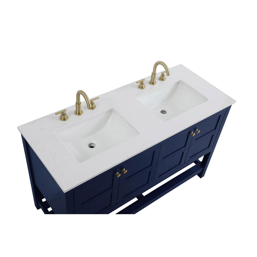 54 Inch Double Bathroom Vanity In Blue - View 6 - Joshua Marshal