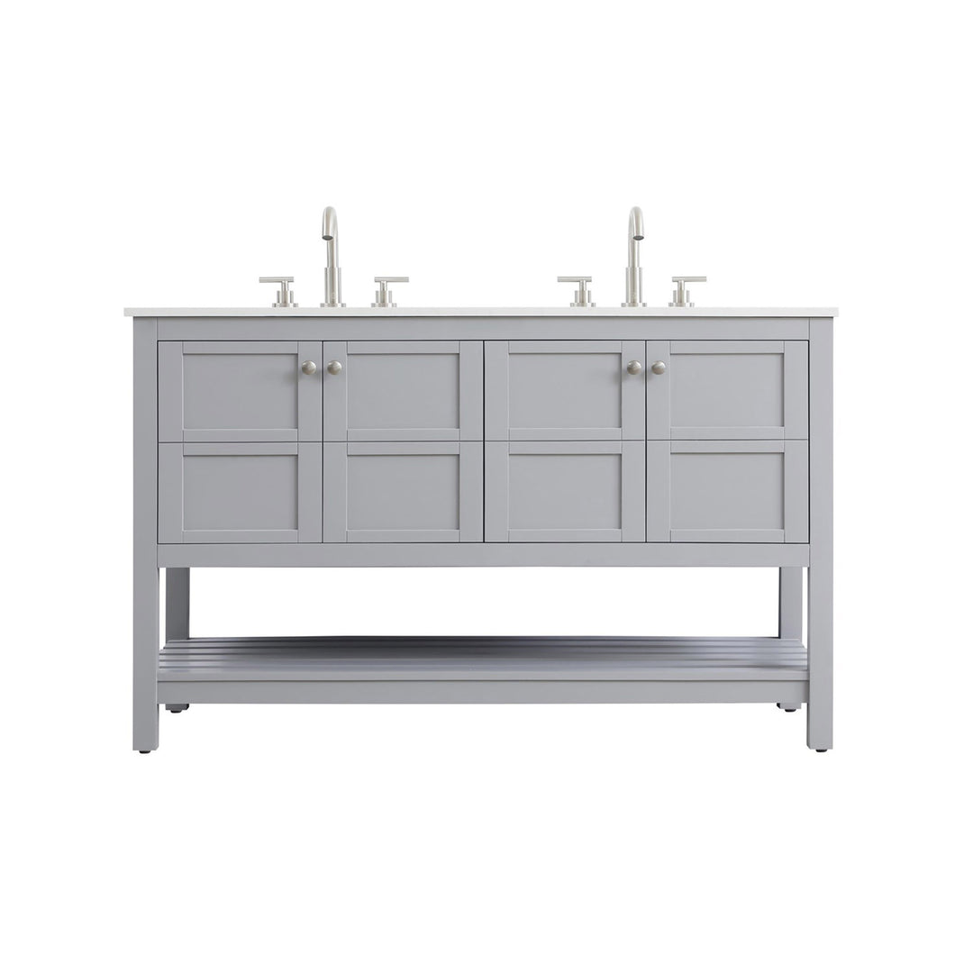 54 Inch Double Bathroom Vanity In Grey - View 3 - Joshua Marshal