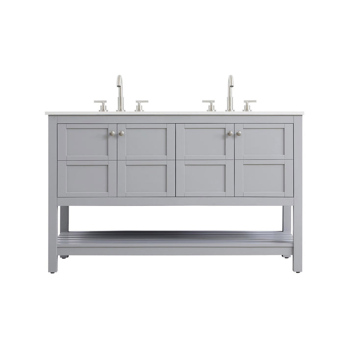 54 Inch Double Bathroom Vanity In Grey - View 3 - Joshua Marshal