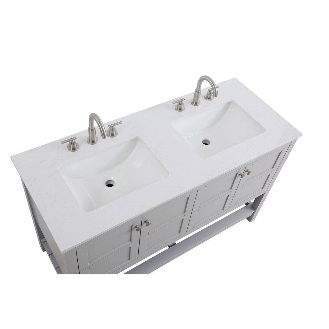 54 Inch Double Bathroom Vanity In Grey - View 5 - Joshua Marshal