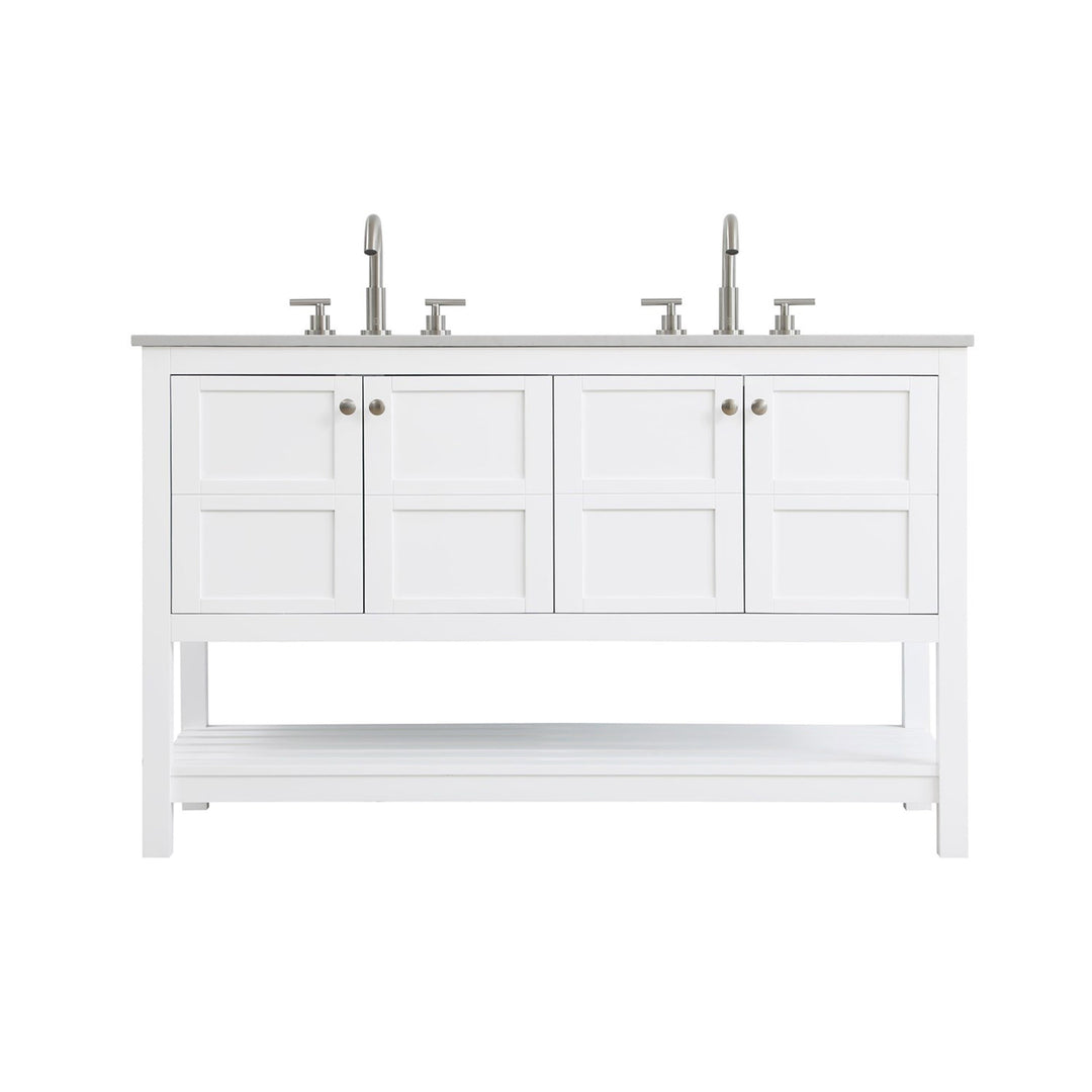 54 Inch Double Bathroom Vanity In White - View 3 - Joshua Marshal