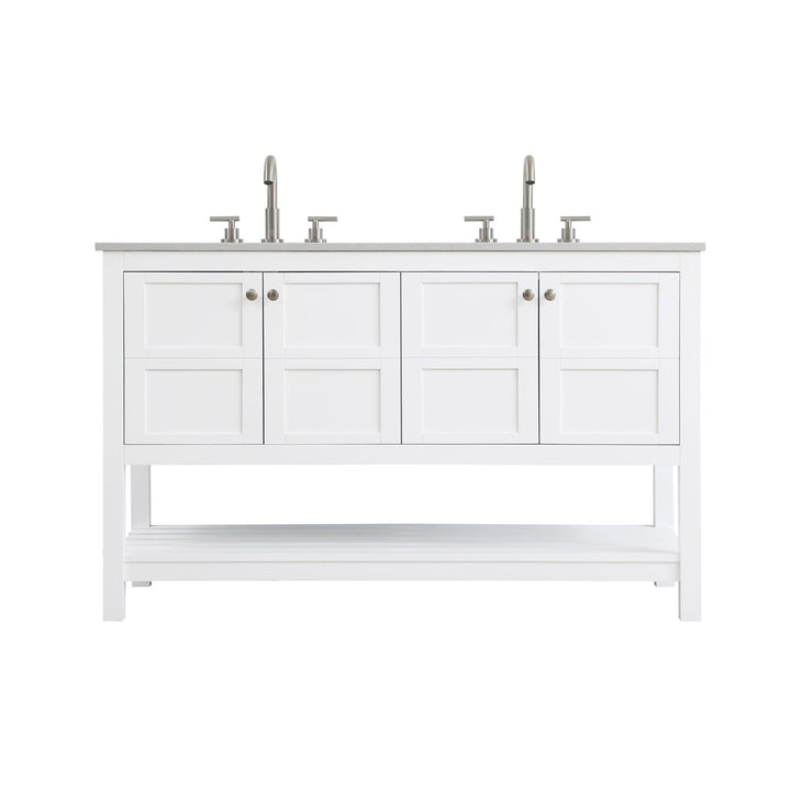 54 Inch Double Bathroom Vanity In White - View 3 - Joshua Marshal
