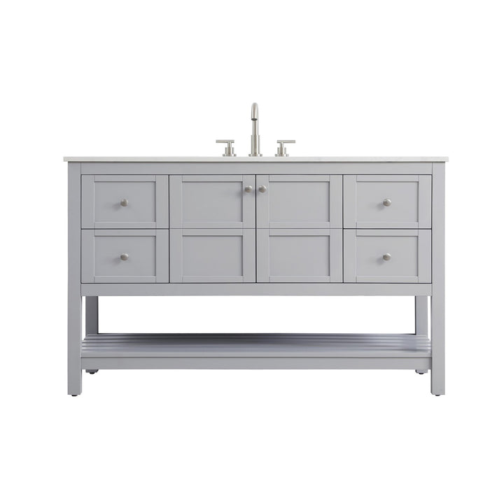 54 Inch Single Bathroom Vanity In Grey - View 3 - Joshua Marshal
