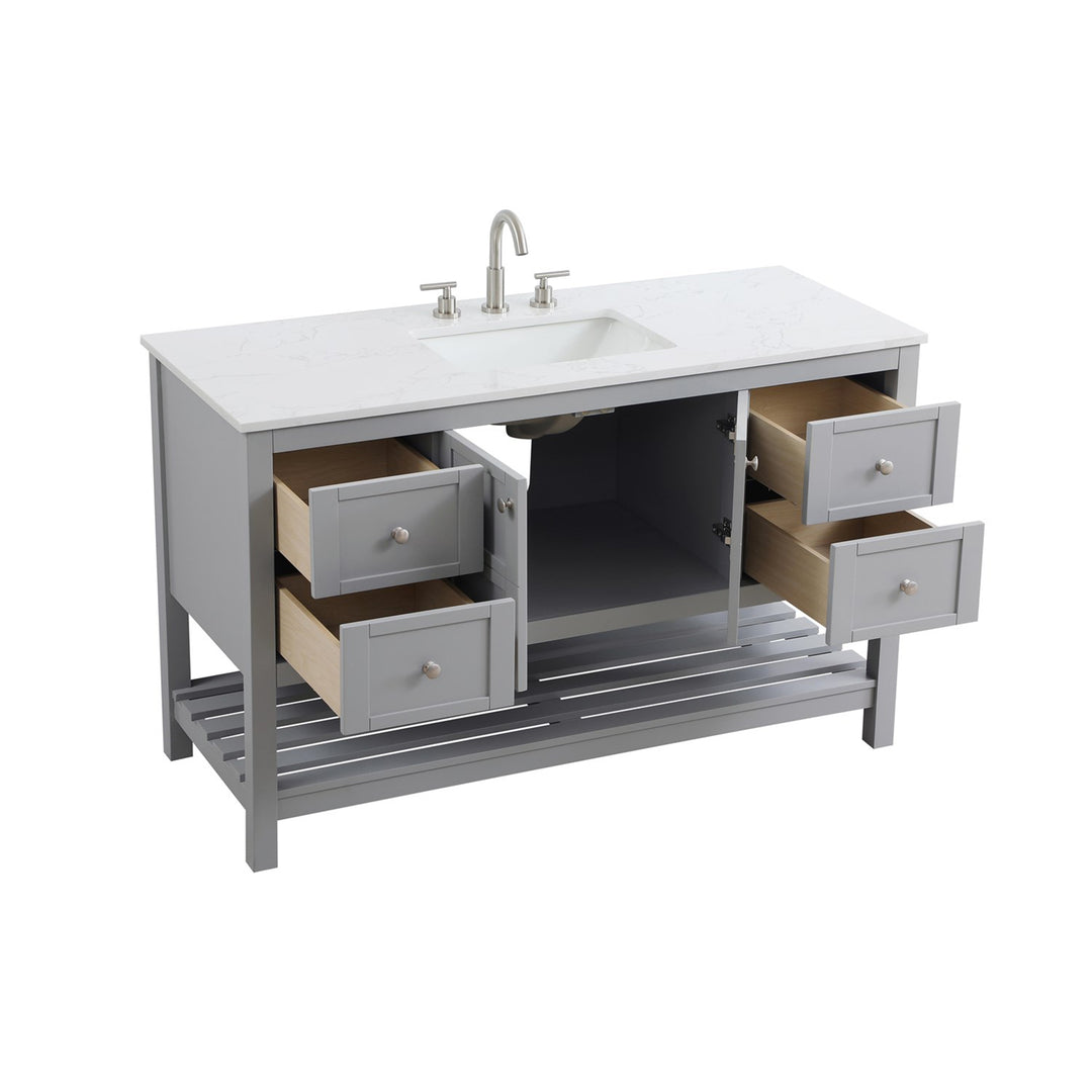 54 Inch Single Bathroom Vanity In Grey - View 4 - Joshua Marshal