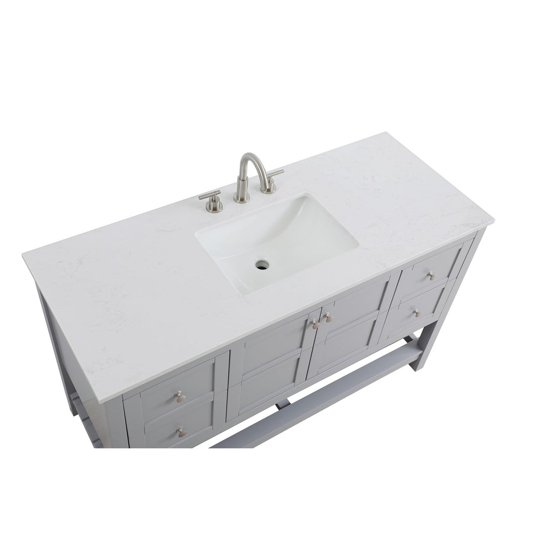 54 Inch Single Bathroom Vanity In Grey - View 5 - Joshua Marshal