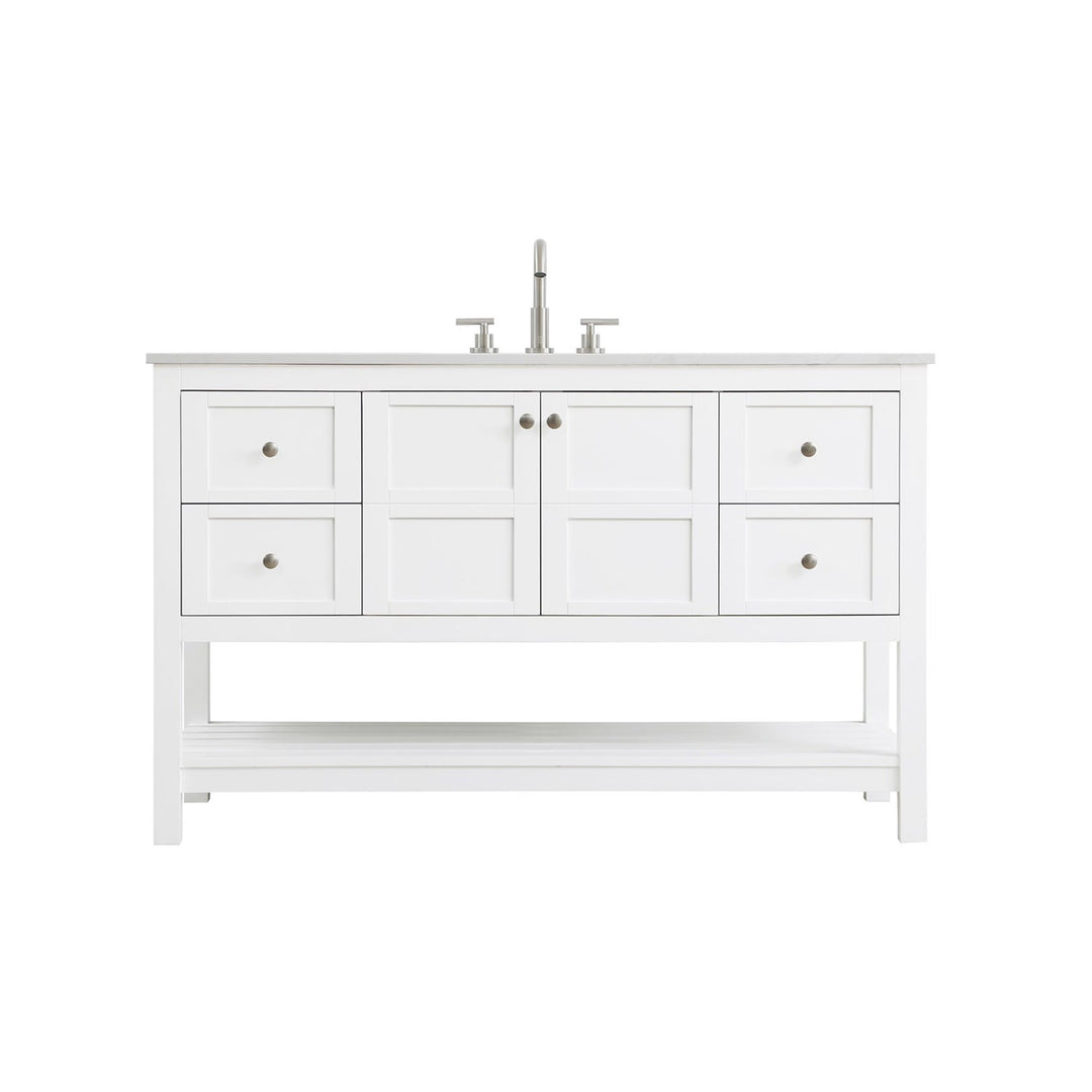 54 Inch Single Bathroom Vanity In White - View 3 - Joshua Marshal