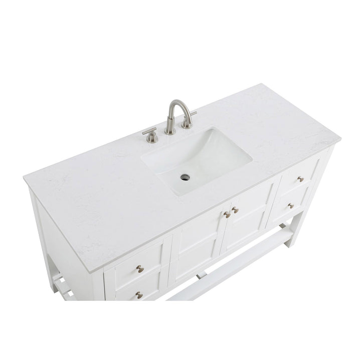 54 Inch Single Bathroom Vanity In White - View 5 - Joshua Marshal
