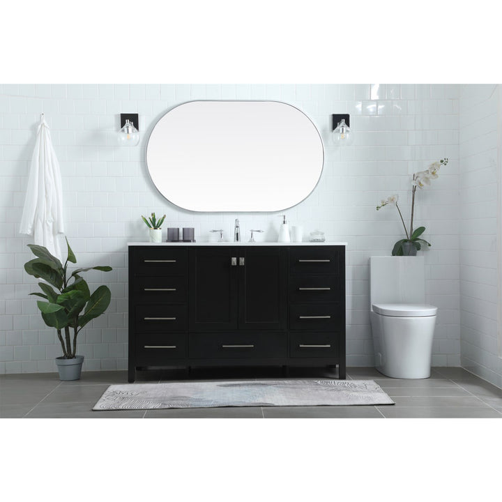 54 Inch Single Bathroom Vanity In Black - View 2 - Joshua Marshal