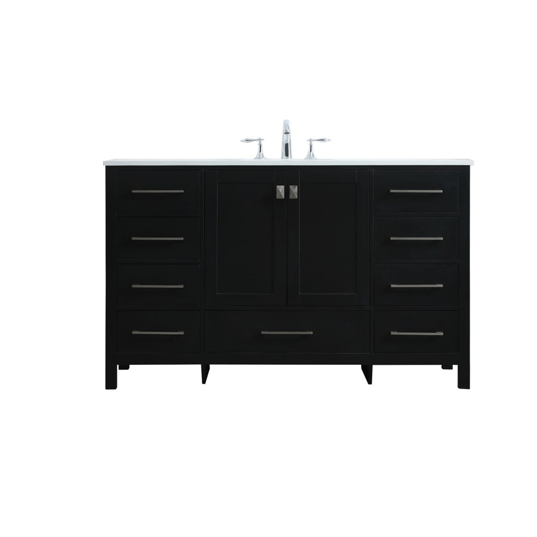 54 Inch Single Bathroom Vanity In Black - View 3 - Joshua Marshal