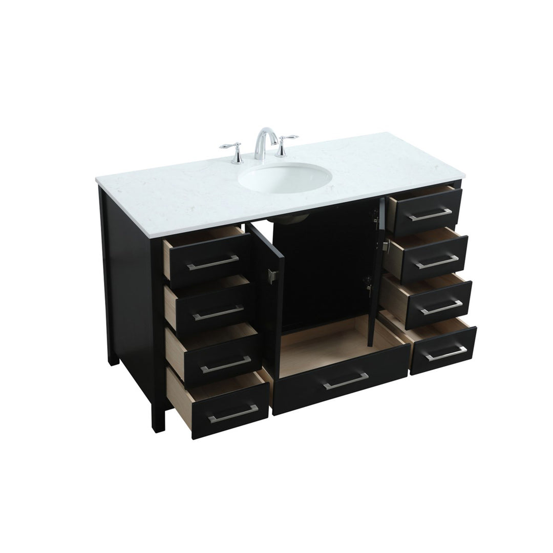 54 Inch Single Bathroom Vanity In Black - View 4 - Joshua Marshal