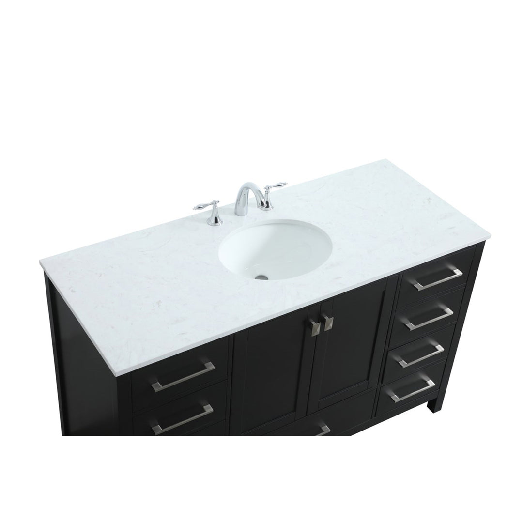 54 Inch Single Bathroom Vanity In Black - View 5 - Joshua Marshal