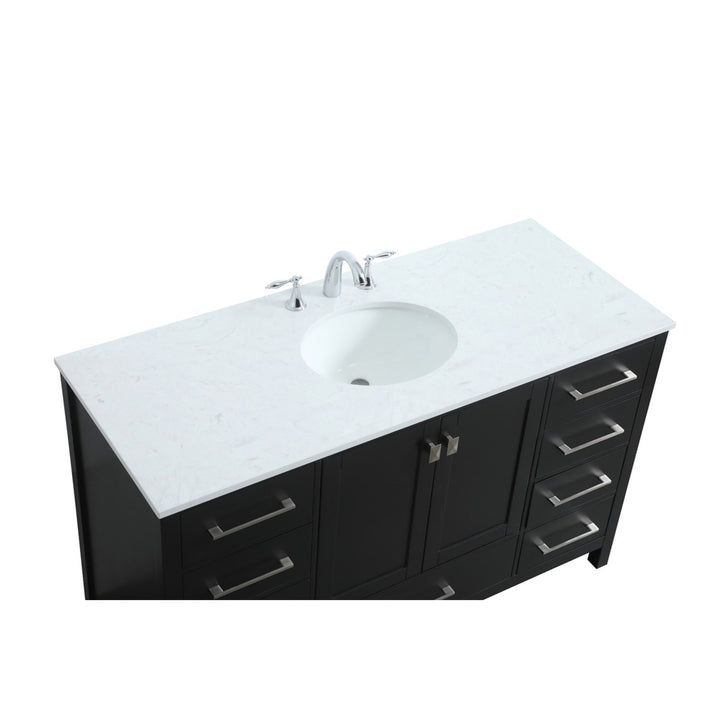 54 Inch Single Bathroom Vanity In Black - View 5 - Joshua Marshal