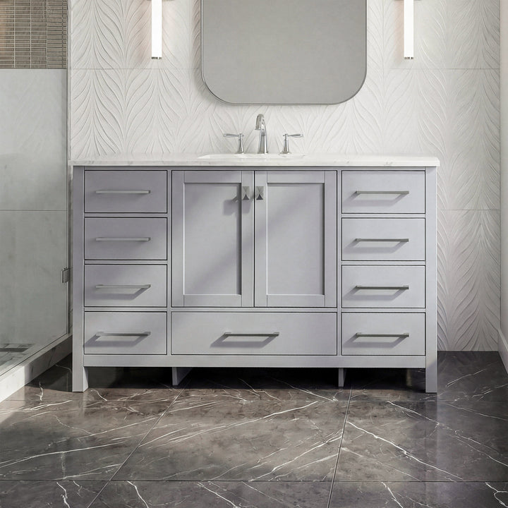 54 Inch Single Bathroom Vanity In Grey Grey Finish - KITCHEN & BATH by Joshua Marshal