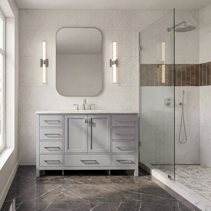 54 Inch Single Bathroom Vanity In Grey - View 2 - Joshua Marshal