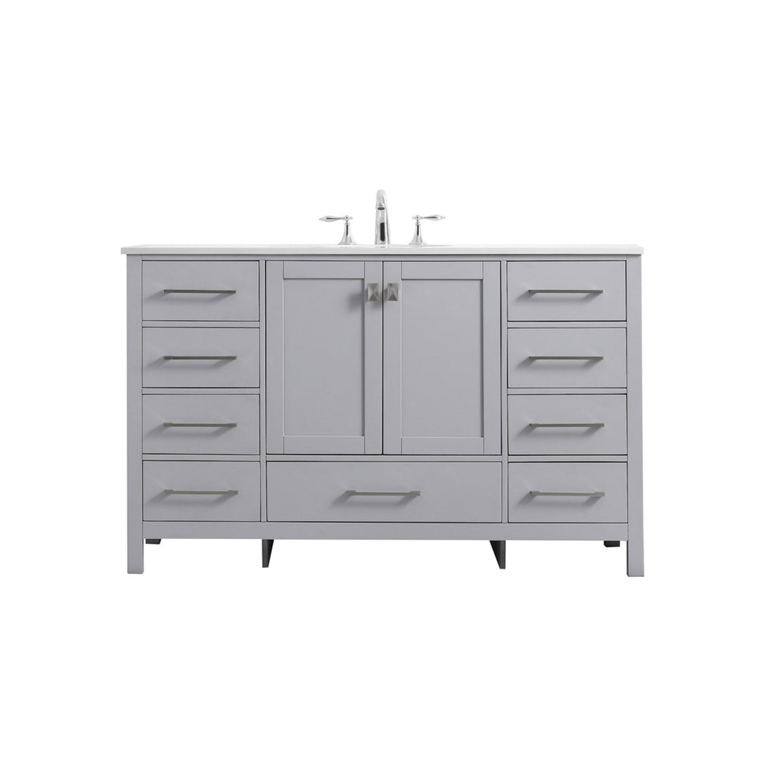 54 Inch Single Bathroom Vanity In Grey - View 3 - Joshua Marshal
