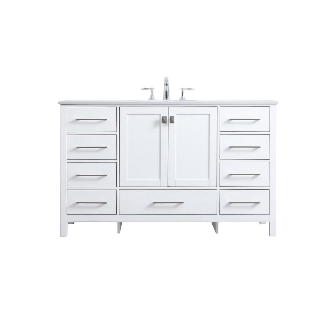 54 Inch Single Bathroom Vanity In White - View 3 - Joshua Marshal