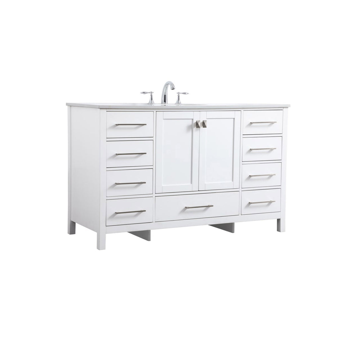 54 Inch Single Bathroom Vanity In White - View 4 - Joshua Marshal