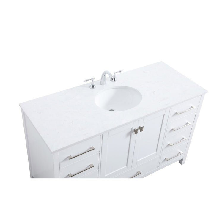 54 Inch Single Bathroom Vanity In White - View 6 - Joshua Marshal