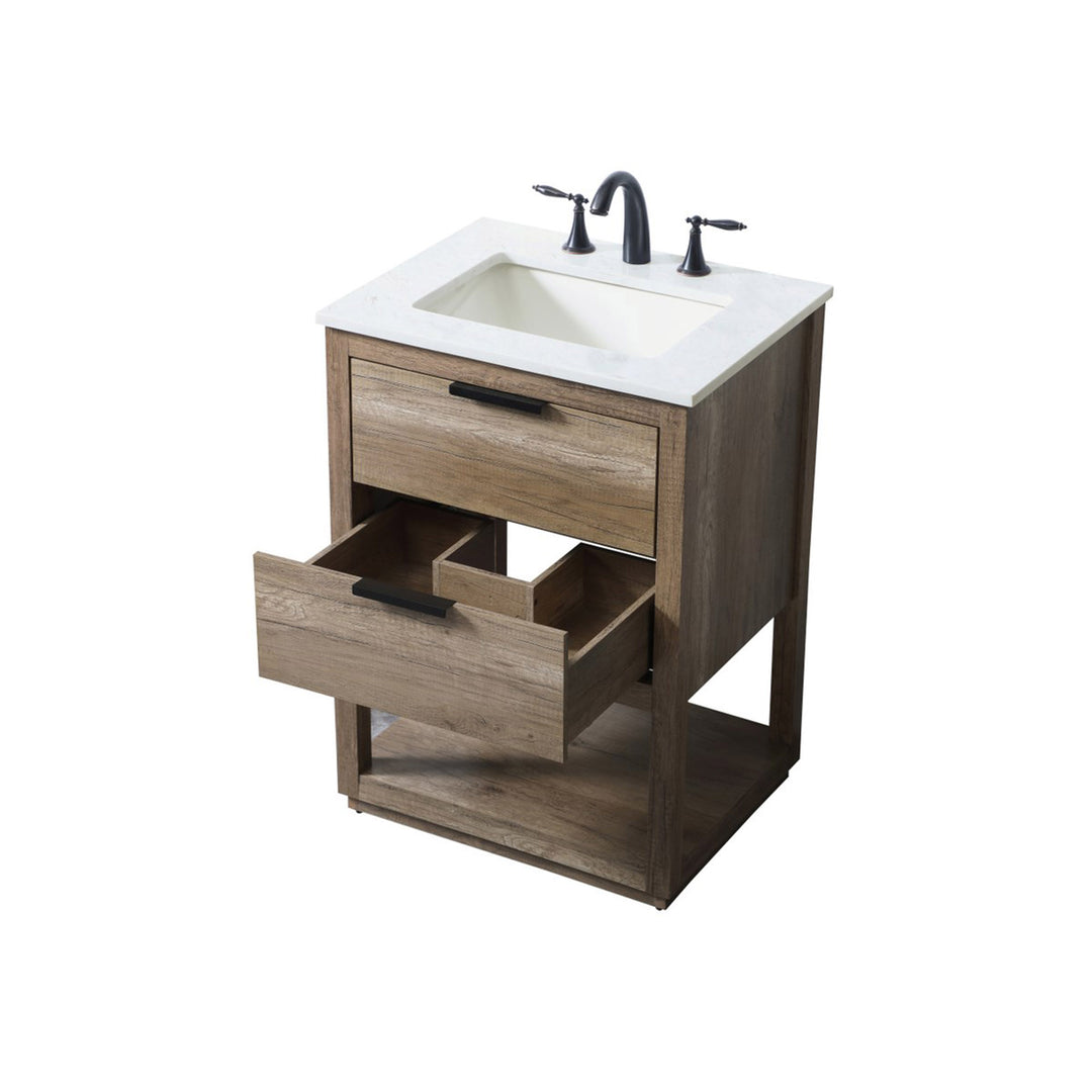 24 Inch Single Bathroom Vanity In Natural Oak - View 5 - Joshua Marshal