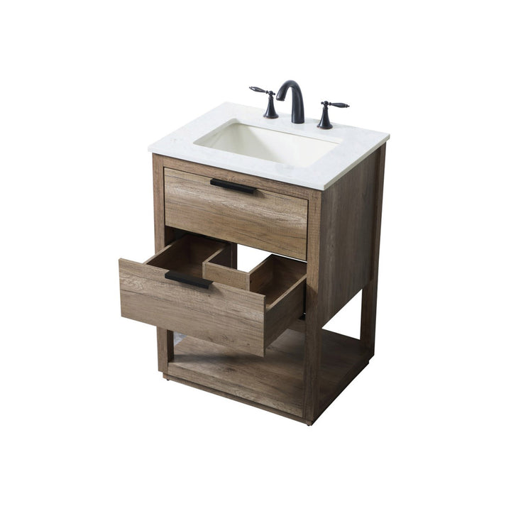 24 Inch Single Bathroom Vanity In Natural Oak - View 5 - Joshua Marshal