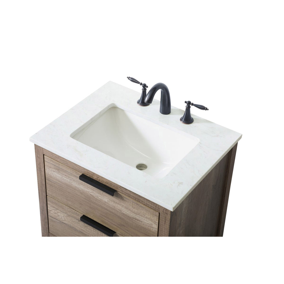 24 Inch Single Bathroom Vanity In Natural Oak - View 6 - Joshua Marshal