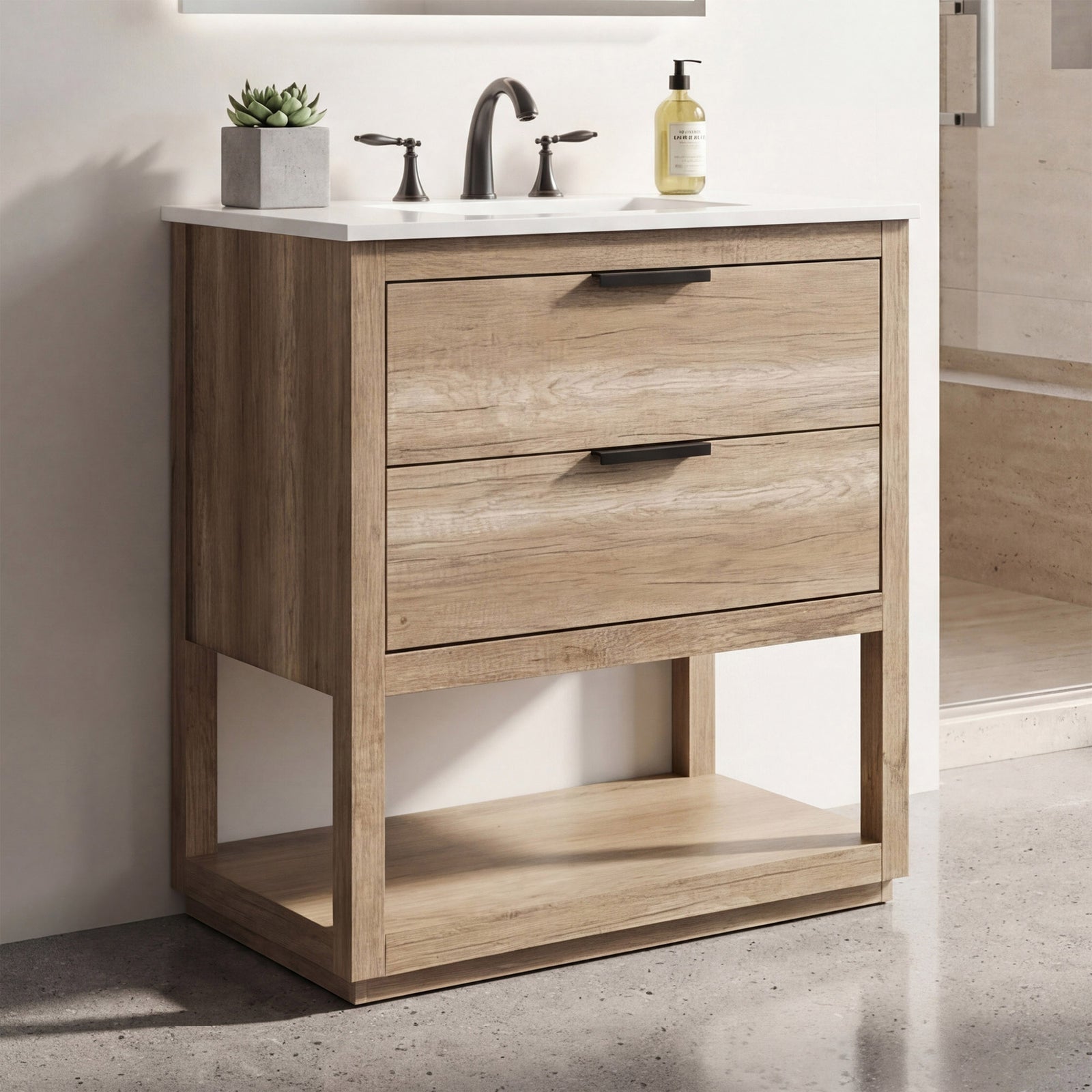 30 Inch Single Bathroom Vanity In Natural Oak Natural Oak Finish - KITCHEN & BATH by Joshua Marshal