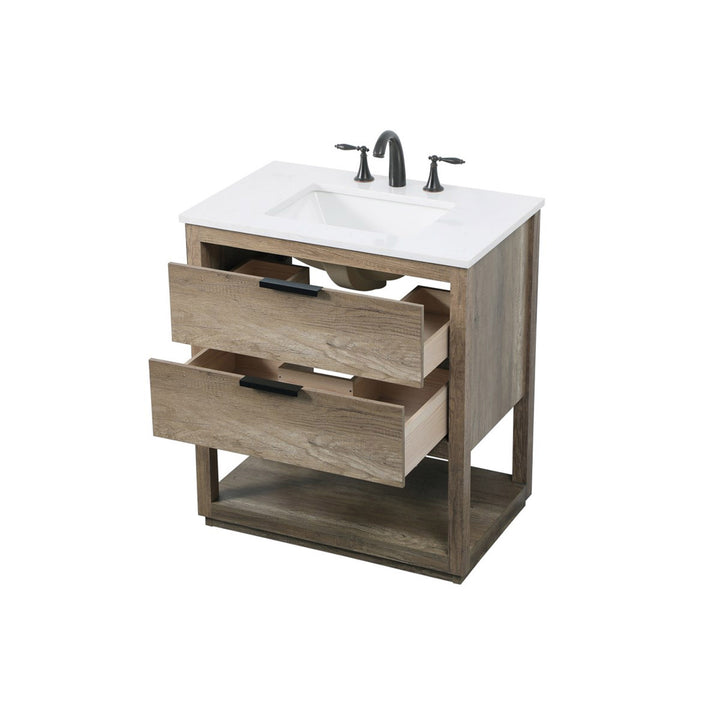30 Inch Single Bathroom Vanity In Natural Oak - View 5 - Joshua Marshal
